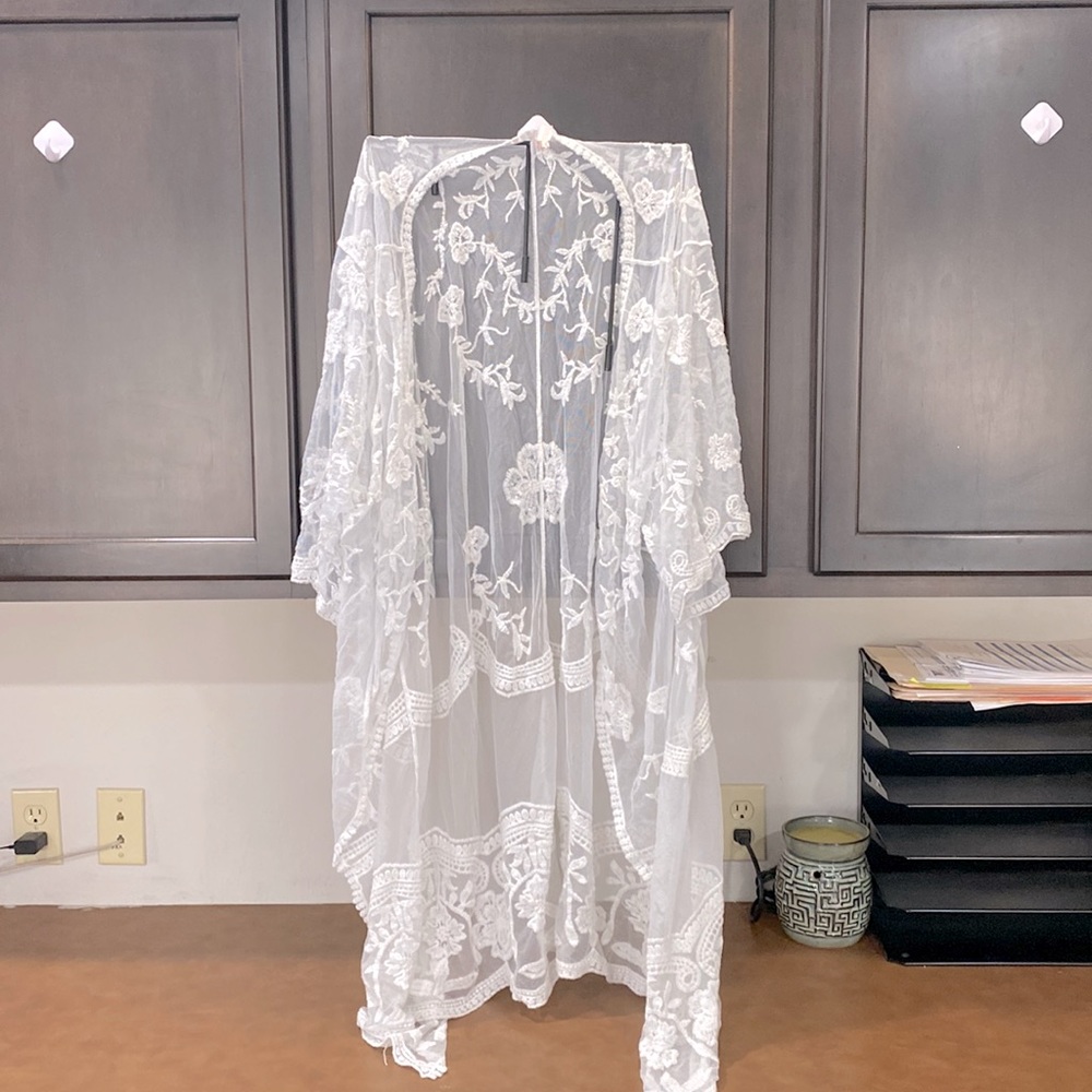 White Lace Kimono - Plus Size